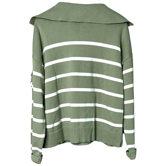GAP 100% Cotton Green White Stripe Sailor Collar Sweater Long Sleeve US Sz XL - Picture 4 of 9